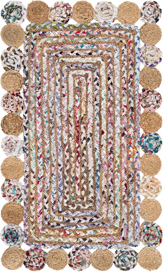 SAFAVIEH Cape Cod Collection 2' x 3' Beige / Multi CAP201B Handmade Boho - Image 3