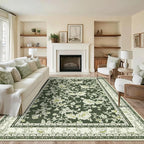 Olive Green Boho 9x12 Rug Living Room Extra Large Washable Non Slip Soft - Image 8