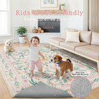 5x8 Pink Floral Nursery Rug – Washable Non-Slip Soft Carpet, Cute Boho Area Rug - Image 4