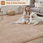 Area Rug for Living Room Bedroom: 9x12 Camel Soft Fluffy Shag Upgrade Non-Slip - Image 4