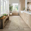 Neutral Farmhouse Hallway Rug Runner 2x6 Washable Non Slip Rubber Backing by BILEEHOME