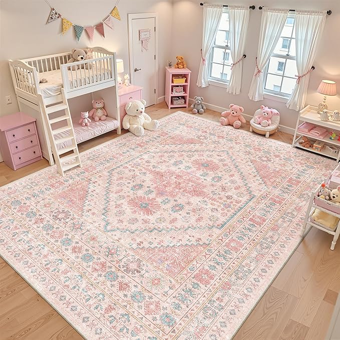 zesthome 8x10 Area Rugs for Girls Bedroom, Non-Slip Backing Washable Rugs - Image 4
