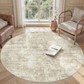 Soalmost 5x5 Beige Gray Round Rug 5ft Living Room Circle Rug Vintage Round Area by Soalmost