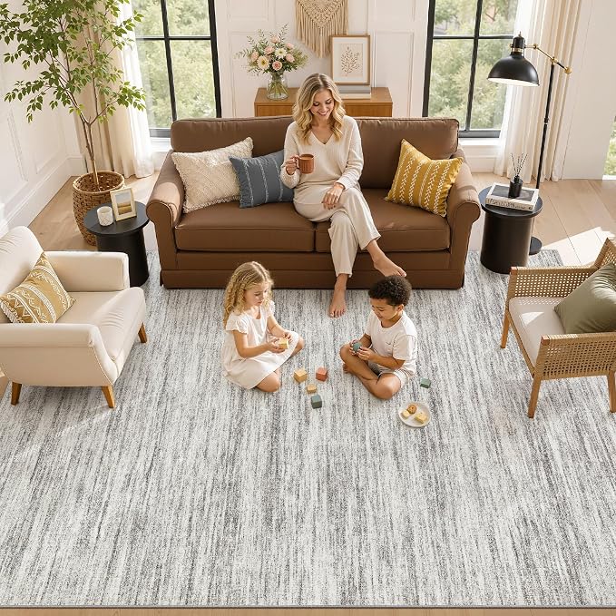 Nakagishi 10X12 Area Rugs Living Room: Washable Large Vintage Rug Neutral - Image 8