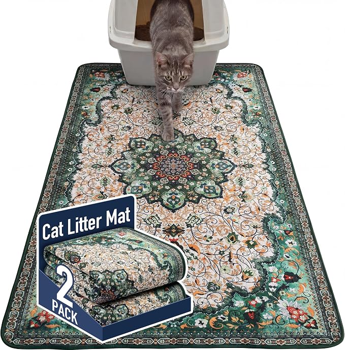 Hompet Cat Litter Mat 2 Pack, 36x60 Large Machine Washable Trapping Mats by Hompet