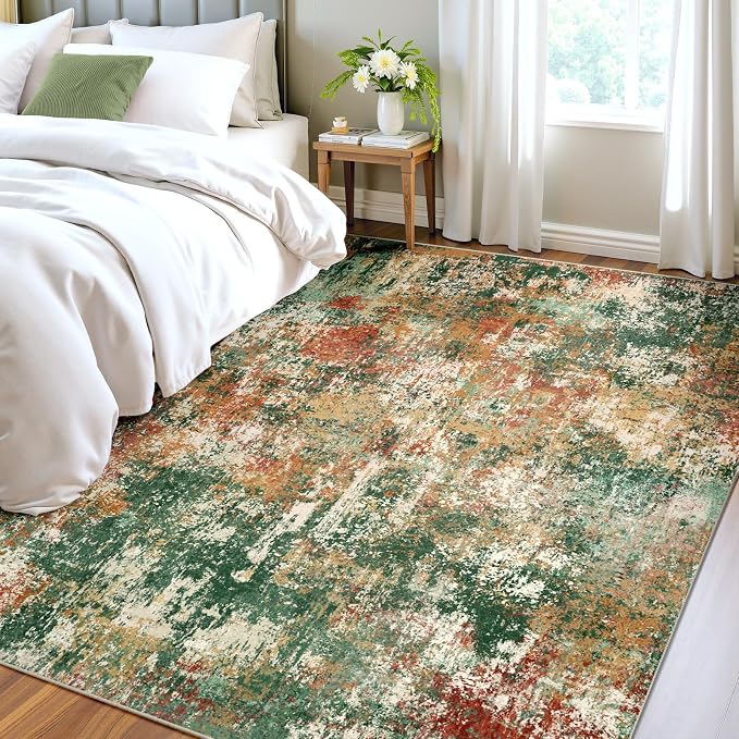 RELEANY Washable Area Rugs 4'x6' Non-Slip Modern Abstract Soft - Image 3