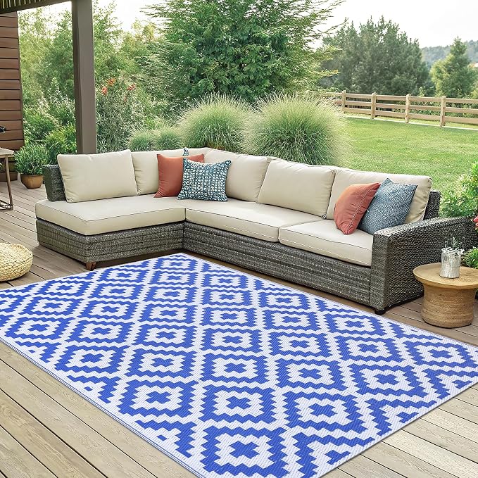 Smiry Waterproof Outdoor Rug 6x9 ft, Reversible Plastic Straw Patio Camping Rugs - Image 6