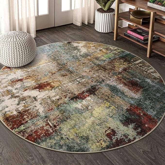 Lahome Modern Abstract Round Rug 4Ft by Lahome