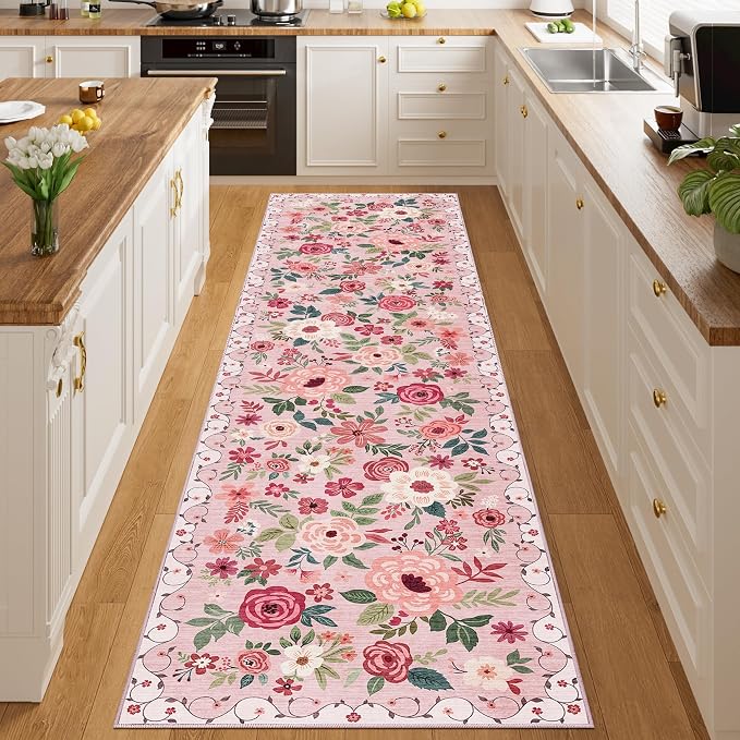 DUKINO Runner Rug for Hallway, 2.6x10 Washable Floral Long Kitchen Rug - Image 8