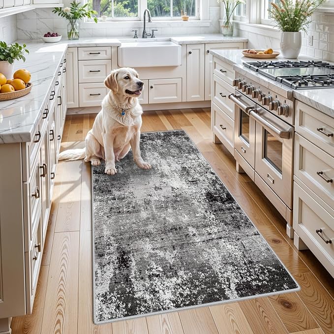 3x4 Washable Entryway Rug – Non-Slip Modern Abstract Small Area Rug by BYYVOORugsforYourHome