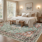 Area Rugs 10x12 Living Room Rug: Washable Rug Soft Vintage Distressed Floral - Image 3