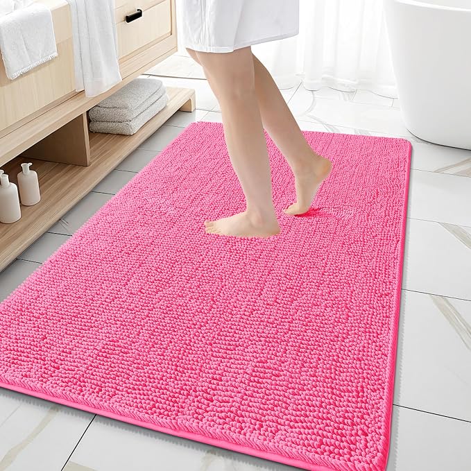 OLANLY Large Bathroom Rugs 59x35, Extra Soft Absorbent Chenille Bath Rugs by OLANLY