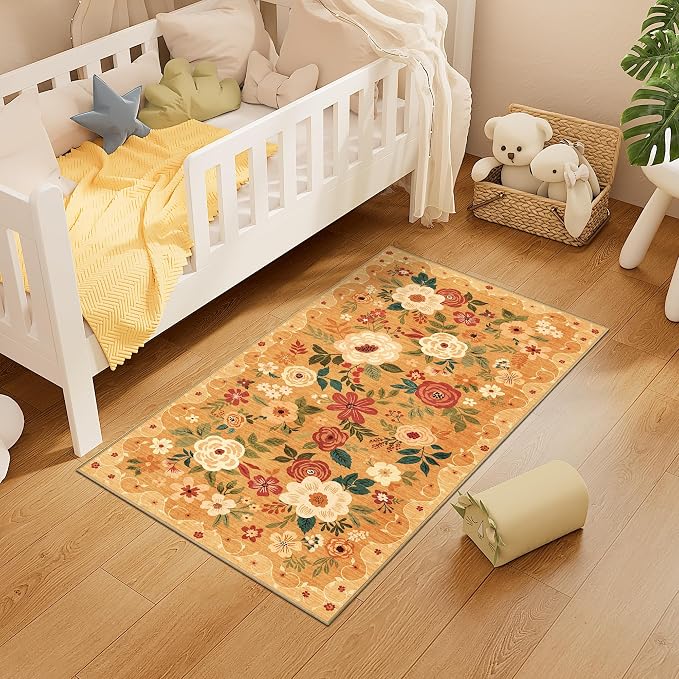 DUKINO 2x4 Rug for Entryway, Washable Kitchen Floral Runner Rug - Image 6