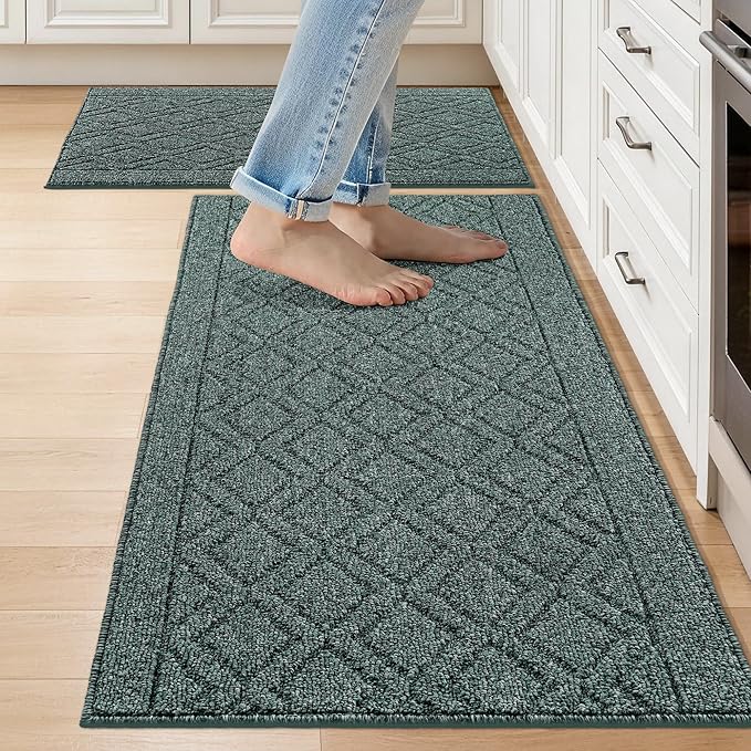 COSY HOMEER Kitchen Rugs Sets 2PCS, Non-Slip Washable Kitchen Mats by COSYHOMEER