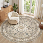 8ft Round Vintage Living Room Area Rug by COTILED