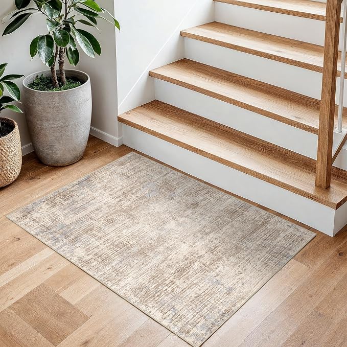 Washable Entryway 2x3 Area Rug: Small Abstract Kitchen Rugs - Image 3