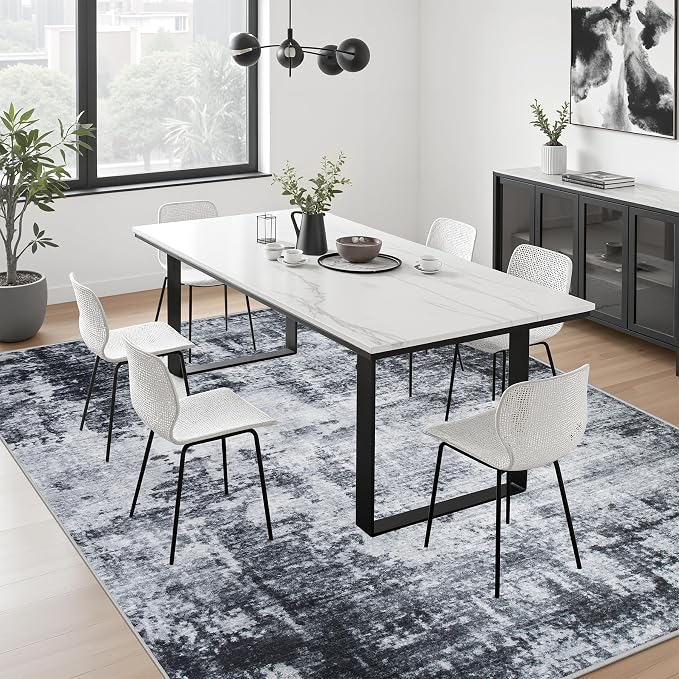 6x6 Area Rug Living Room Rug: Washable Modern Abstract Soft Thin Rug Indoor - Image 4