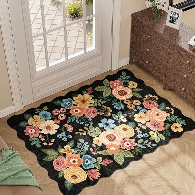 DUKINO 2x3 Entryway Rug, Floral Washable Indoor Door Mat - Image 3