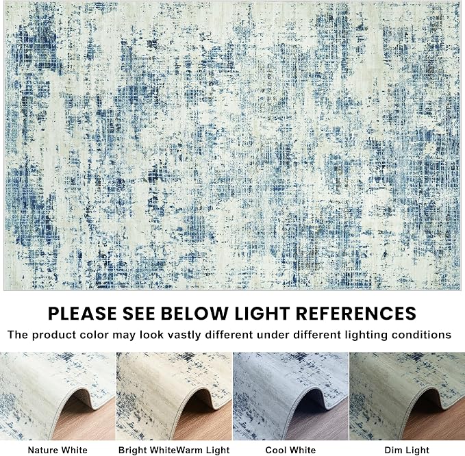 10x14 Area Rugs for Living Room Washable Rug: Anti-Skid Abstract Modern Living - Image 8