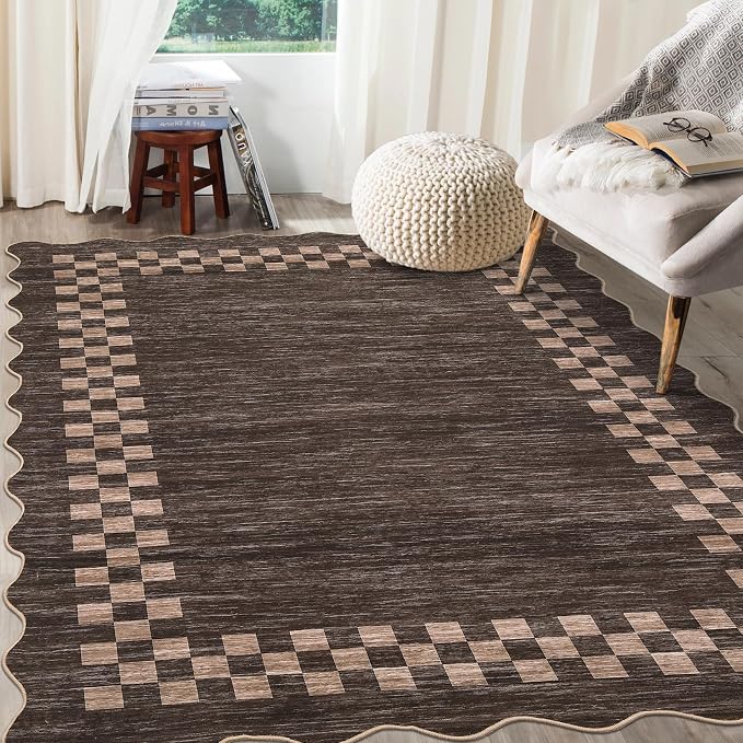 GarveeHome 8x10 Area Rug for Living Room Scalloped Washable Large Bedroom Rug by GarveeHome