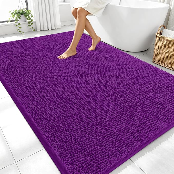 OLANLY Large Bathroom Rugs 70x46, Extra Soft Absorbent Chenille Bath Rugs by OLANLY