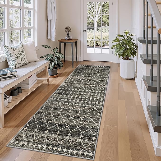 Miukiki 2x6 Hallway Runner Rug Moroccan Washable Kitchen Rug Non Slip Indoor by Miukiki