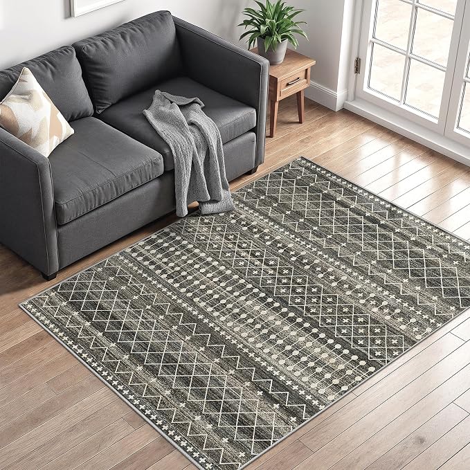 Miukiki 4x6 Area Rug for Living Room Moroccan Washable Rugs Non Slip Indoor by Miukiki
