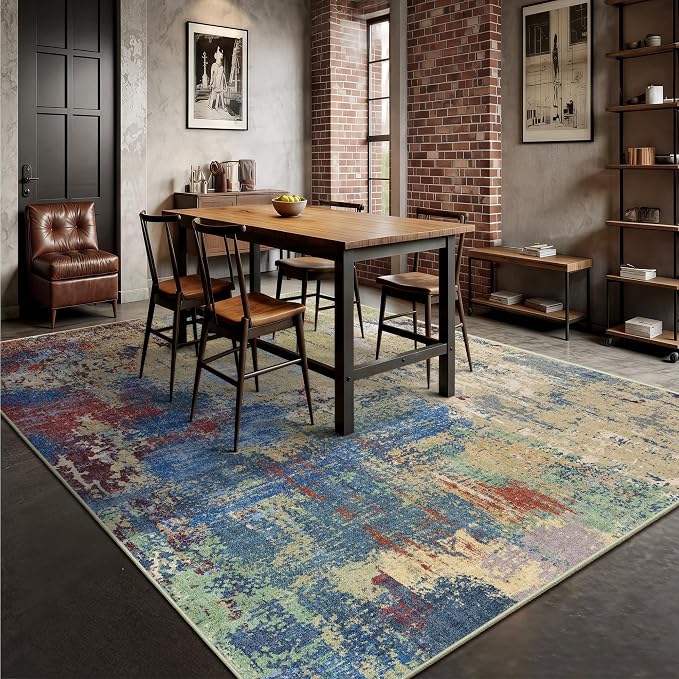 5x7 Area Rugs - Modern Abstract Washable Rug, Ultra Soft Non Slip Low Pile - Image 4