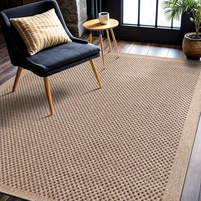 CAMILSON Easy Jute Rug 4x6, Indoor Outdoor Natural Color Fiber Area Rugs - Image 4