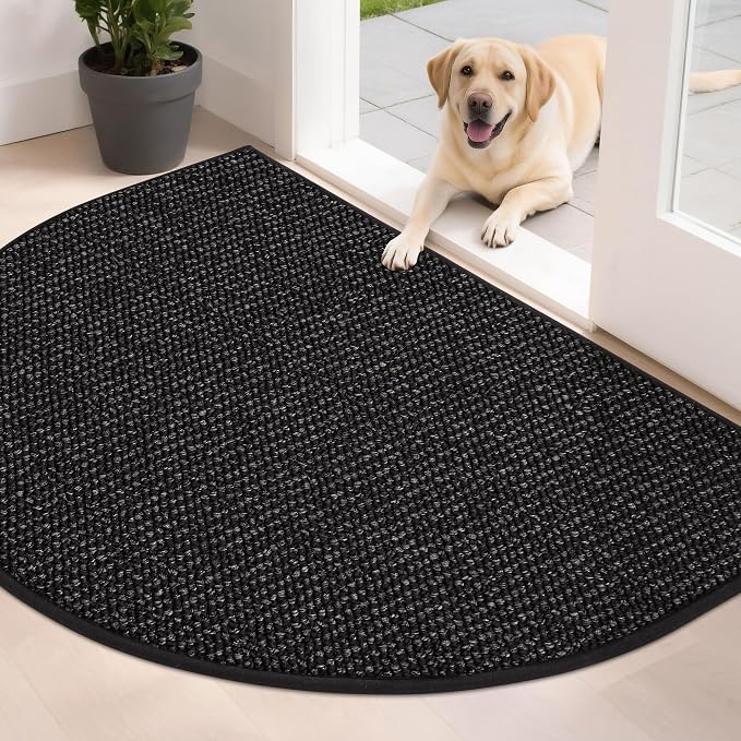 BEQHAUSE Dirt Trapper Door Mat 32" x 48" Half Circle Non-Slip Washable Doormats by BEQHAUSE