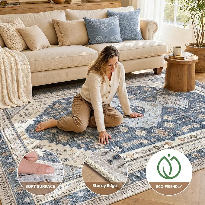 5x7 Washable Area Rug, Large Rugs - Image 3