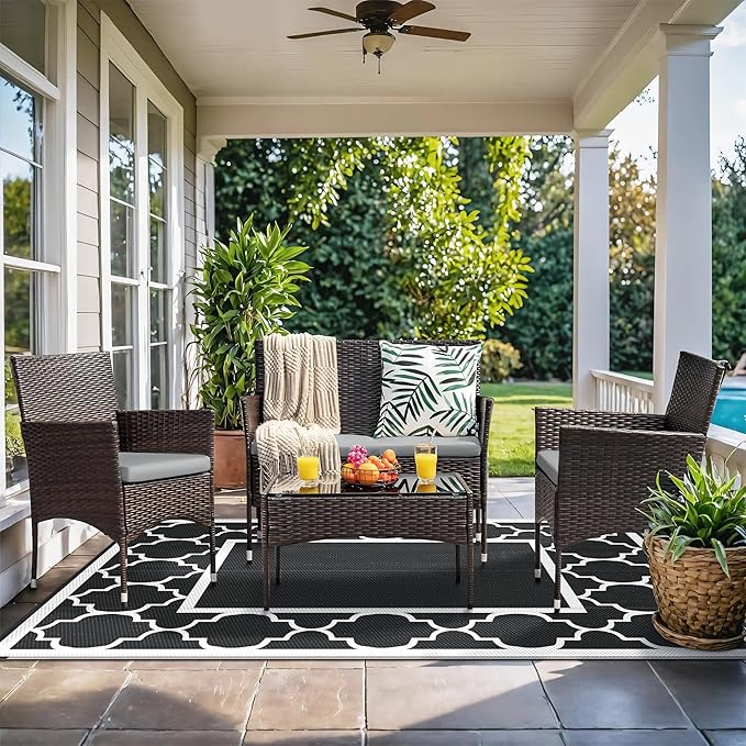 GENIMO 8 ' x 10 ' Outdoor Rug for Patio Clearance, Waterproof Indoor Outdoor - Image 5