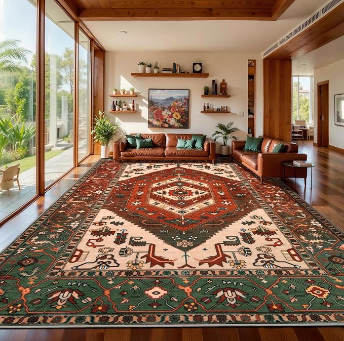 SERISSA 9x12 Area Rugs for Living Room, Large Washable Non-Slip Boho Rug by SERISSAHomeDecorCollection