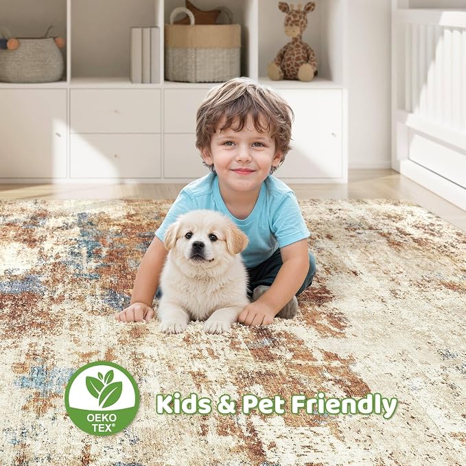 6x9 Area Rugs Washable Rug: Large Abstract Modern Soft Stain Resistant Indoor - Image 7
