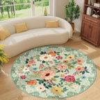 DUKINO Floral Round Rug, 6ft Washable Circle Rug, Non Slip Indoor Low Pile - Image 9