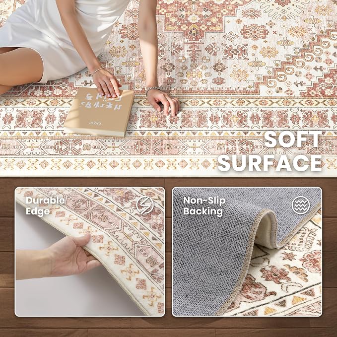 zesthome 9x12 Area Rugs for Living Room, Non-Slip Backing Washable Rugs - Image 6