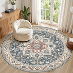8ft Round Vintage Living Room Area Rug by COTILED