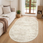 Oval Rugs 3x5 for Entryway, Washable Modern Non-Slip Area Rug for Kitchen by Restydon
