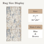 3x7 Washable Non-Slip Kitchen Runner Rug – Modern Abstract Neutral Beige & Gray - Image 2