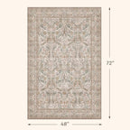 Moss Green 4x6 Washable Entryway Rug, Vintage Boho Farmhouse Small Area Rugs - Image 2