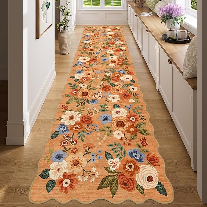 DUKINO 2x8 Washable Runner Rug, Lightweight Soft Floral Hallway Rug Runner - Image 5