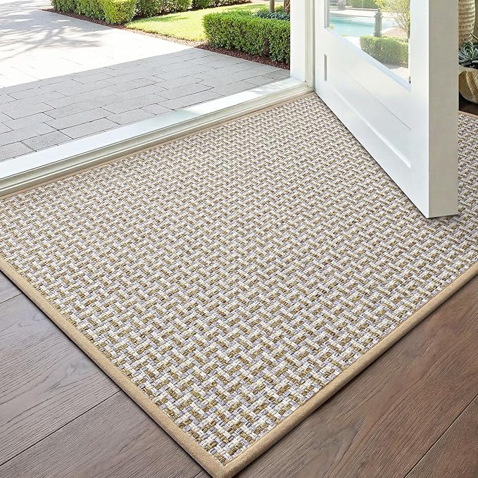 DEXI Ultra Thin Door Mat Indoor Entrance 17x30, Non Slip Rubber Backed Entryway by DEXI