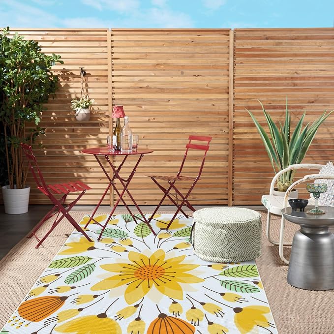 Lahome Floral Indoor Outdoor Rug, 5x8ft Non-Slip Outdoor Patio Rug - Image 5