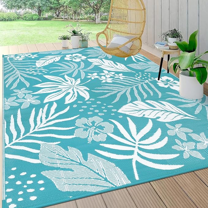 Pauwer Waterproof Outdoor Rug 8x10, Reversible Plastic Straw Patio Camping Rug by Pauwer