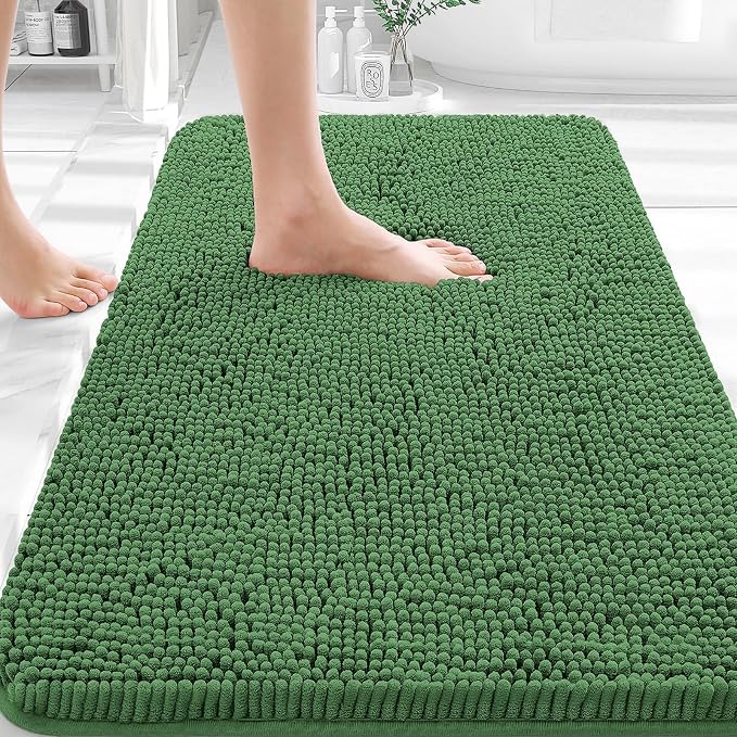 OLANLY Bathroom Rugs 30x18, Extra Soft Absorbent Chenille Bath Rugs, Rubber by OLANLY