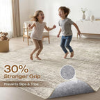 8x10 Area Rugs Living Room: Washable Large Neutral Brown Rug Abstract Soft - Image 3