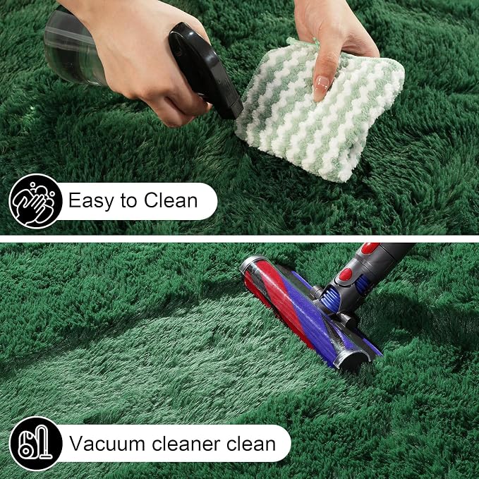 Dark Green Rugs for Bedroom, 4x6 Fluffy Area Rugs for Living Room, Small Fuzzy - Image 4