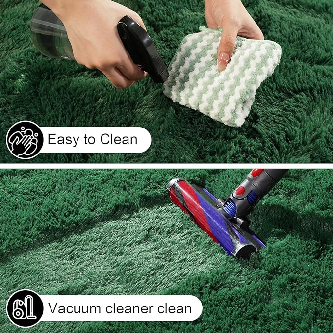 Dark Green Rugs for Bedroom, 3x5 Fluffy Area Rugs for Living Room, Small Fuzzy - Image 4