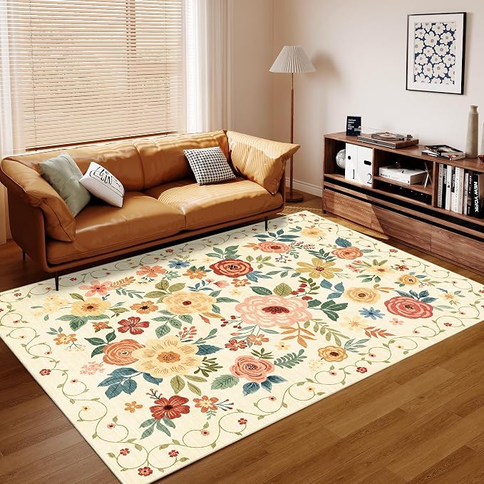 DUKINO 5x7 Area Rug, Floral Rugs - Image 8