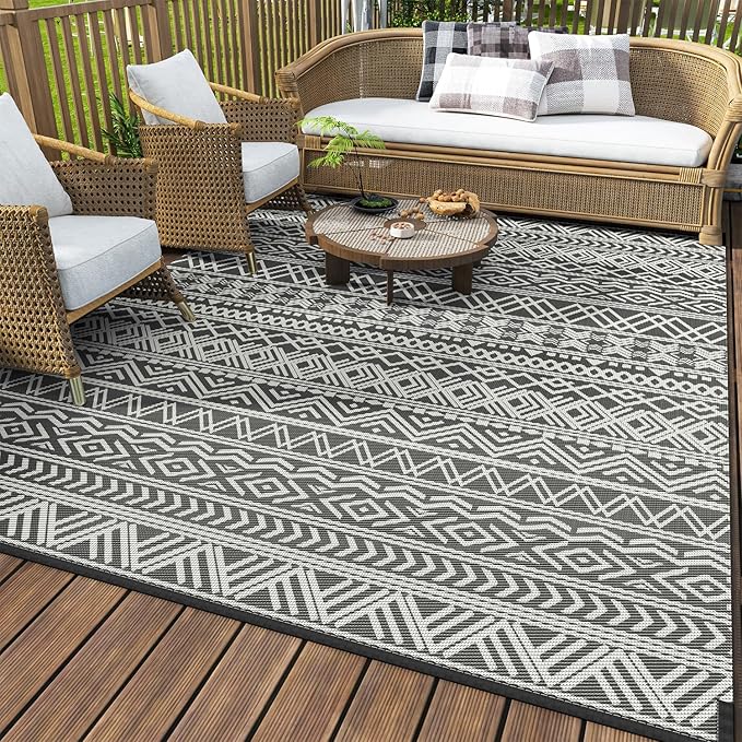 MontVoo-Outdoor Rug Waterproof 6x9 ft Outdoor Carpet Patio Rug Mat Reversible by MontVoo
